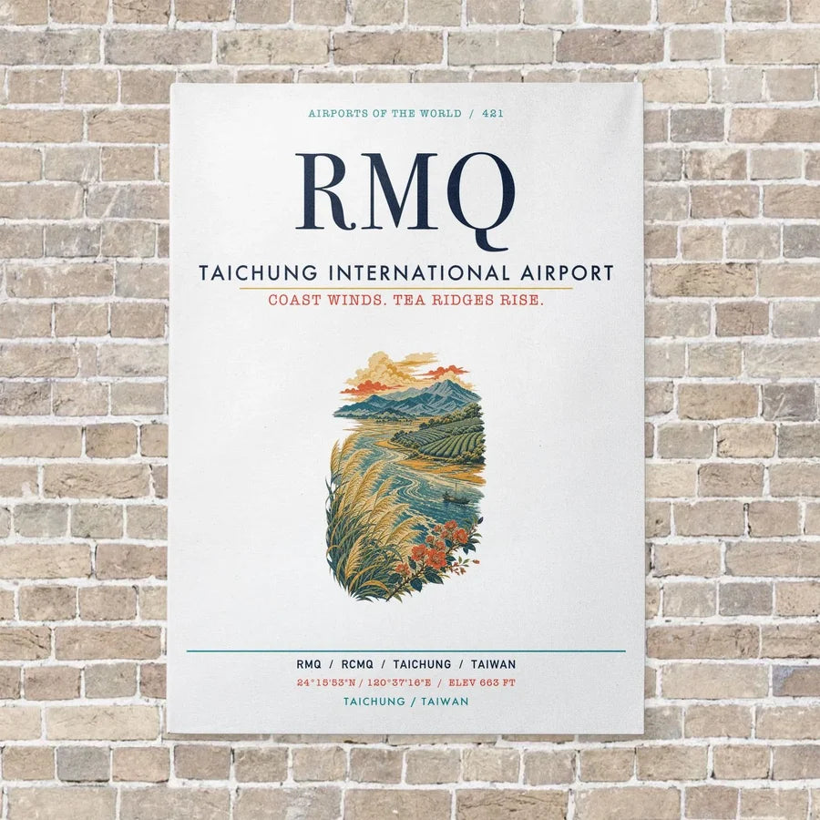 Taichung International Airport RMQ vertical canvas print - no frame - white background
