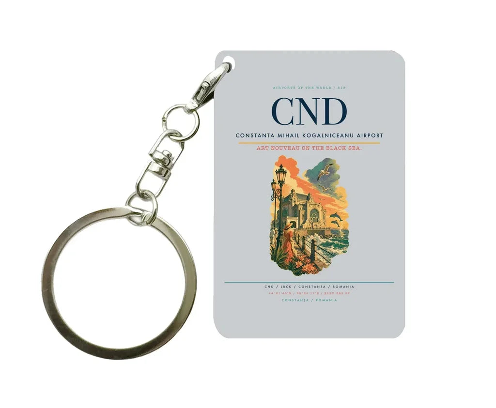 Constanta Mihail Kogalniceanu Airport (CND) design on light gray key chain