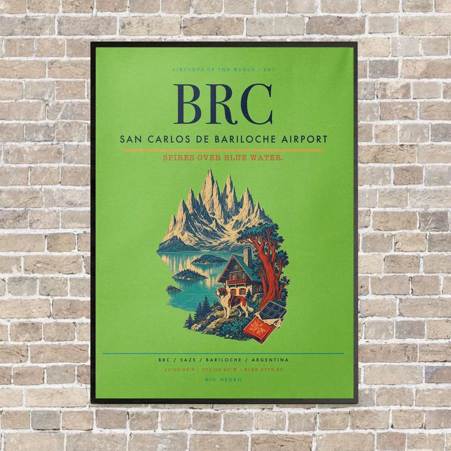 San Carlos de Bariloche Airport BRC - Canvas Framed - Light Green