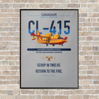 Thumbnail for Canadair CL-415 vertical canvas print - framed - light gray background