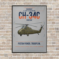 Thumbnail for Sikorsky CH-34C Choctaw vertical canvas print - framed - light gray background