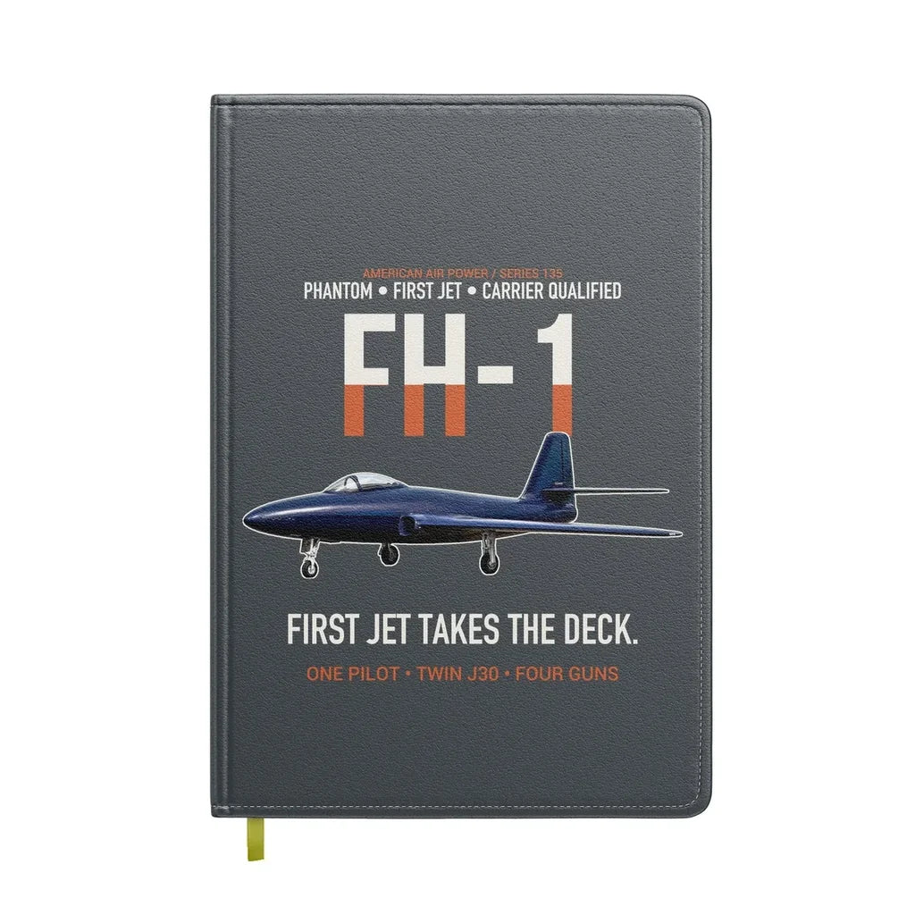 FH-1 Phantom First Jet Takes the Deck design on gray notebook