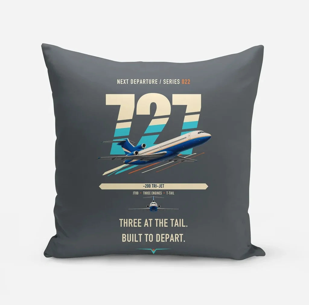 Boeing 727-200 design on gray pillow