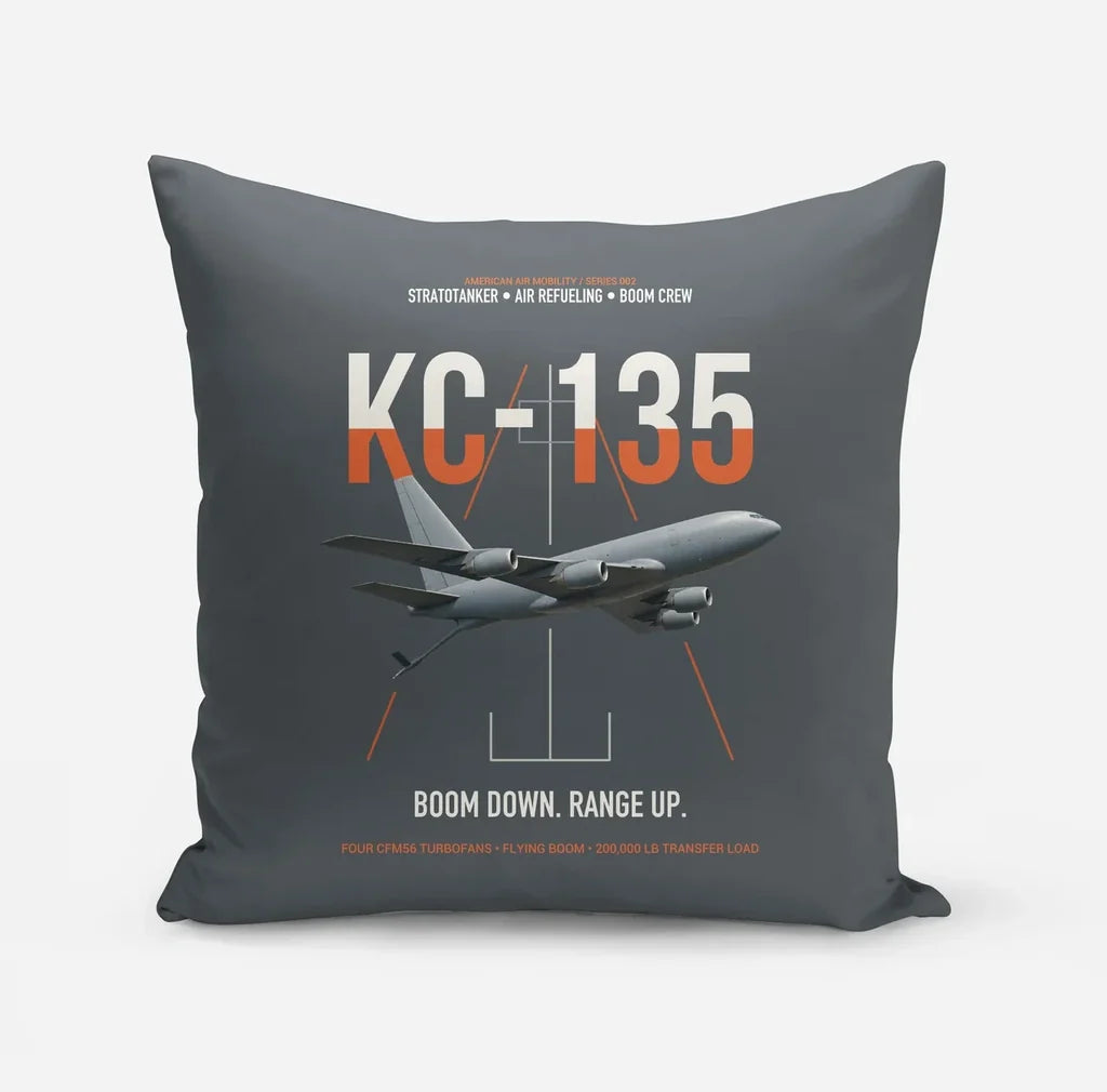 KC-135 STRATOTANKER design on gray pillow