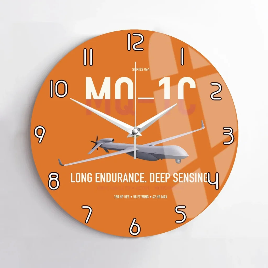 MQ-1C Gray Eagle ER design on orange no frame wall clock
