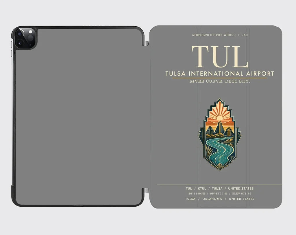 Tulsa International Airport (TUL) design on gray ipad tablet case