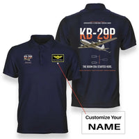 Thumbnail for KB-29P SUPERFORTRESS design on navy blue+name double-side polo t-shirt, double-side print