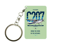 Thumbnail for Cessna T207A Stationair 8 design on light green designed key chain, double-side print