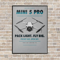 Thumbnail for DJI Mini 5 Pro vertical canvas print - framed - light gray background