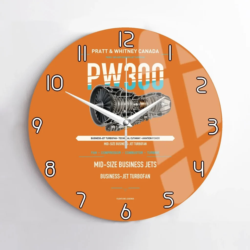 PW300 design on orange no frame wall clock