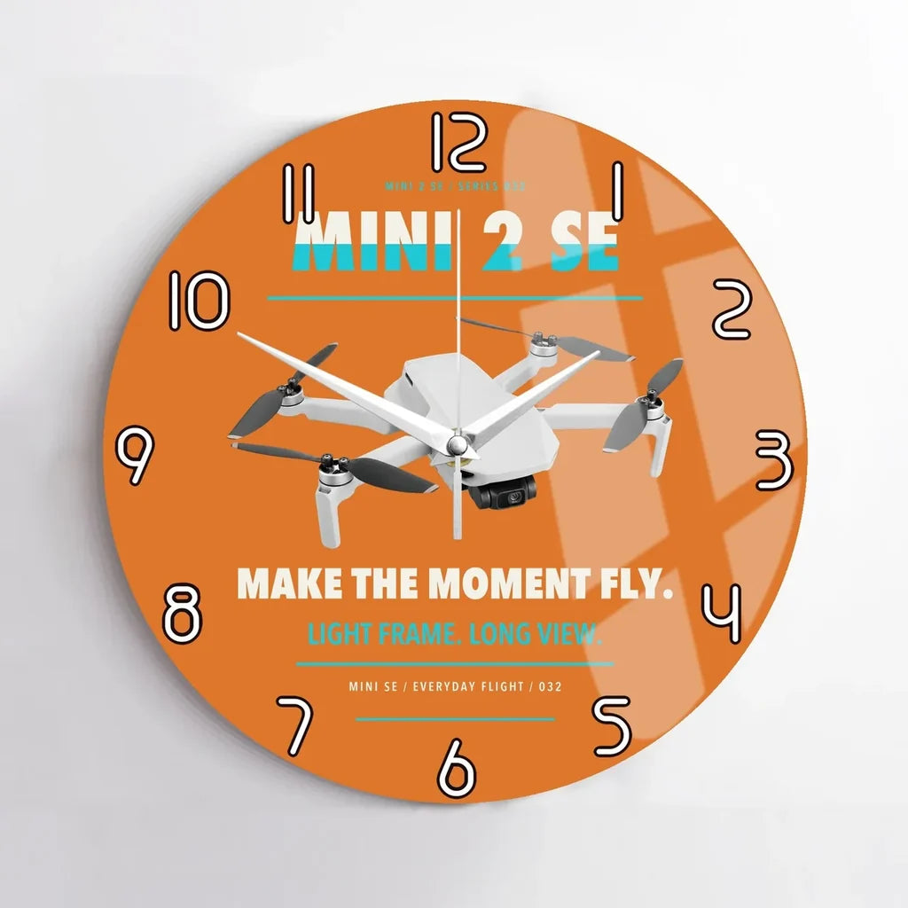 DJI Mini 2 SE design on orange no frame wall clock