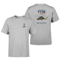 Thumbnail for Turkish Aerospace T129 ATAK Phase 2 design on light gray t-shirt, double-side print