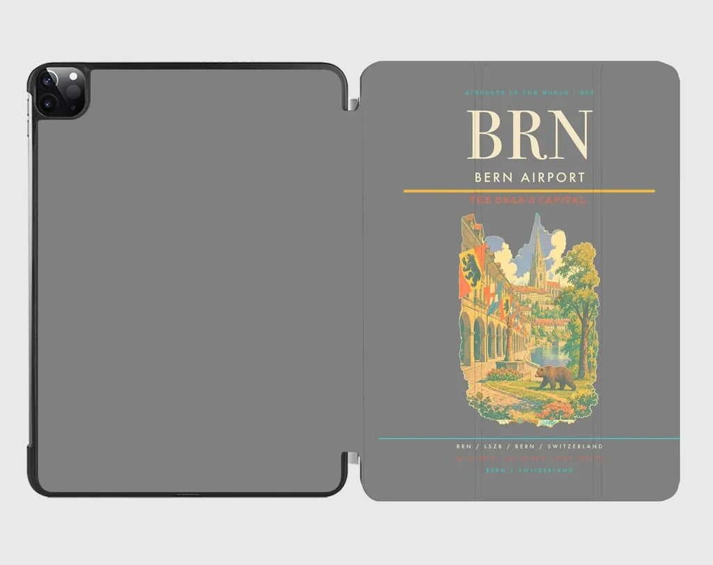 Bern Airport (BRN) design on gray ipad tablet case