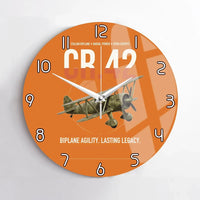 Thumbnail for Fiat CR.42 Falco design on orange no frame wall clock