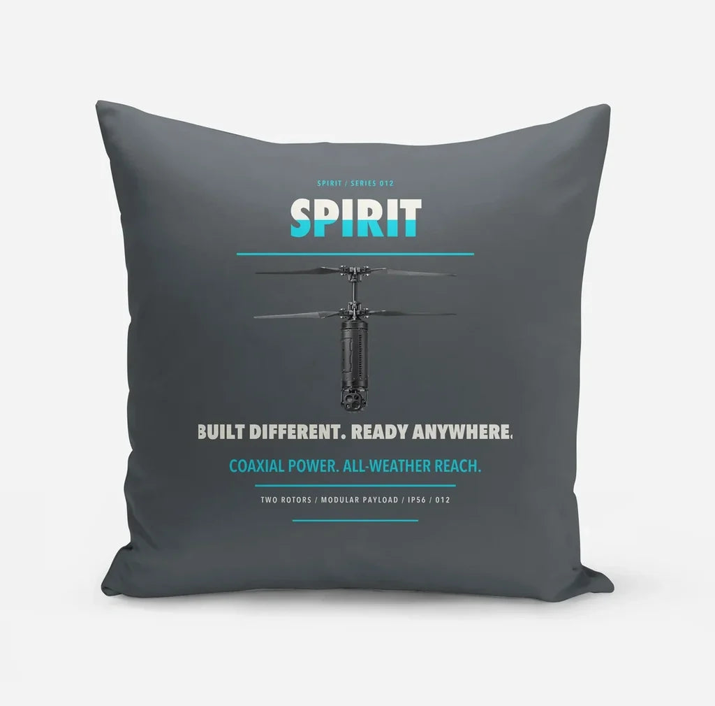 Ascent AeroSystems Spirit design on gray pillow