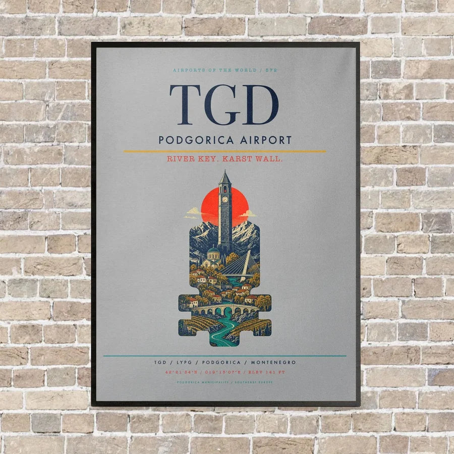 Podgorica Airport TGD - Canvas Framed - Light Gray