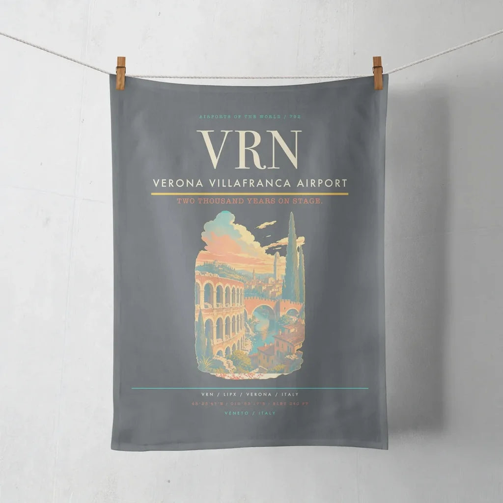 Verona Villafranca Airport (VRN) design on gray towel