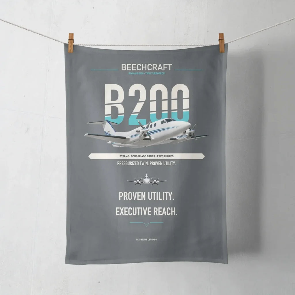 Beechcraft King Air B200 design on gray towel