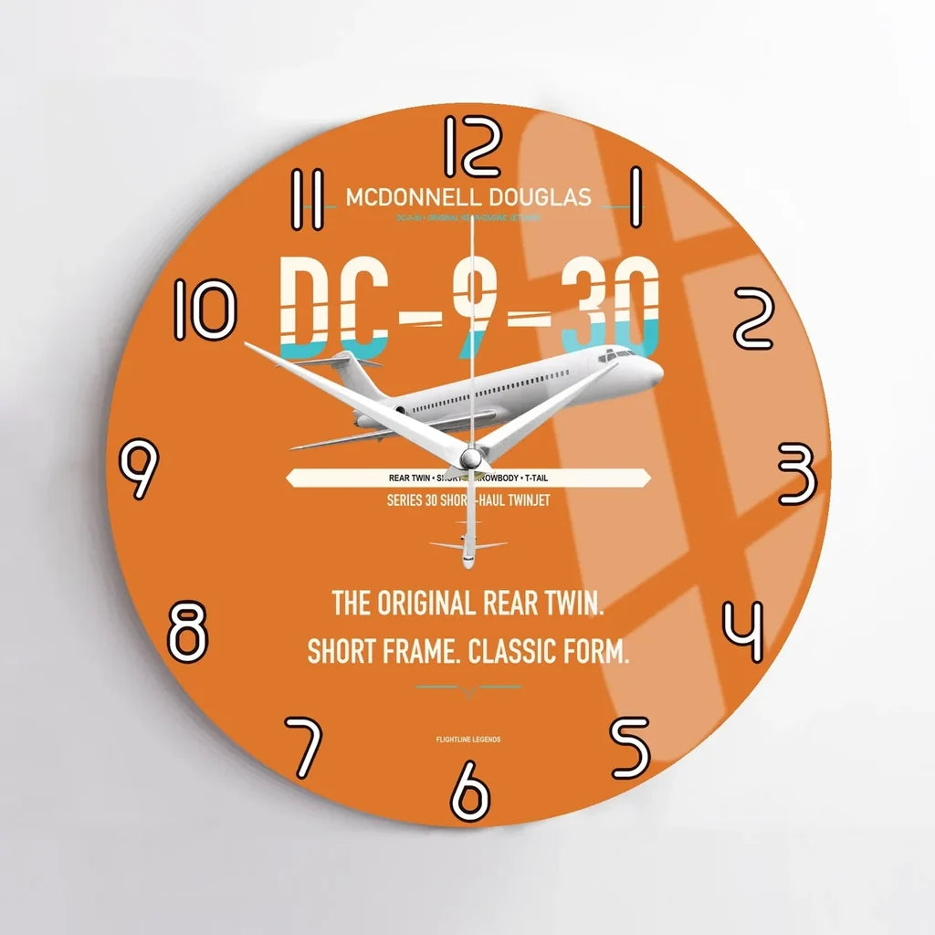 McDonnell Douglas DC-9-30 design on orange no frame wall clock