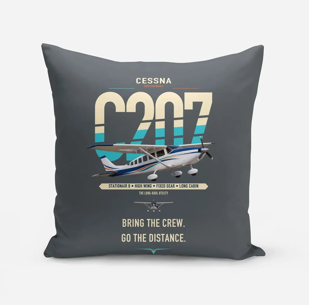 Cessna T207A Stationair 8 design on gray pillow