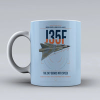 Thumbnail for Saab J 35F Draken design on light blue ceramic mug, double-side print