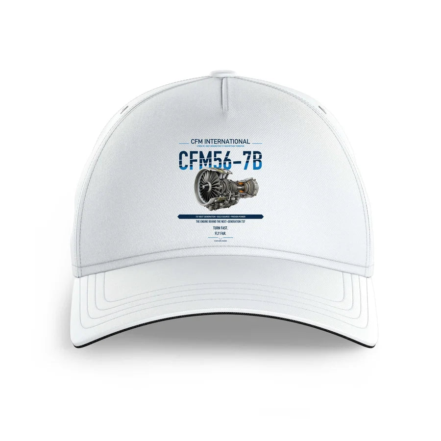 CFM56-7B design on white printed hat