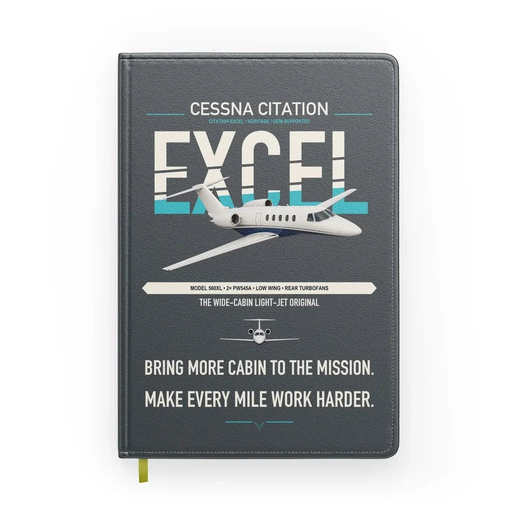 Cessna Citation Excel design on gray notebook