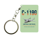 Thumbnail for C-119G Flying Boxcar design on light green designed key chain, double-side print