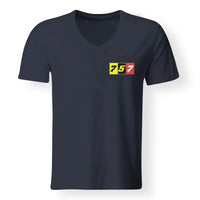 Thumbnail for Flat Colourful 757 Designed V-Neck T-Shirts - view 11