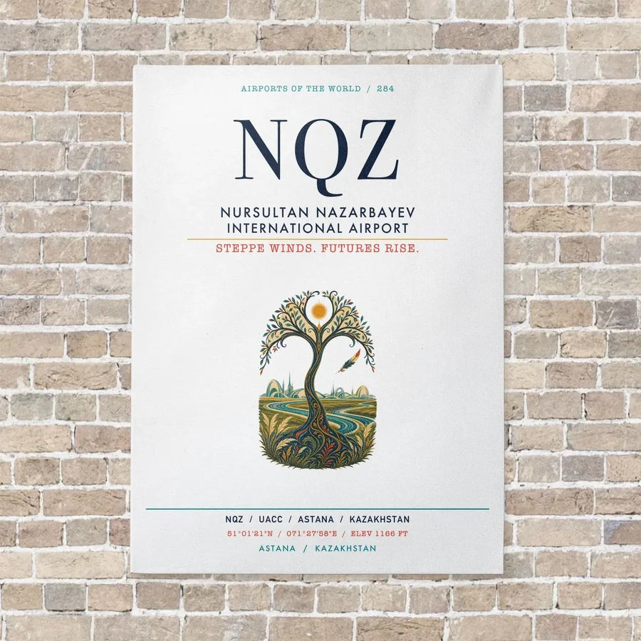 Nursultan Nazarbayev International Airport Astana NQZ vertical canvas print - no frame - white background