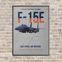 Thumbnail for F-15E Strike Eagle Deep Strike Any Weather vertical canvas print - framed - light gray background