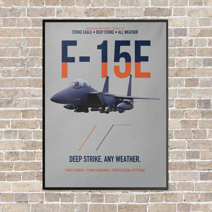 F-15E Strike Eagle Deep Strike Any Weather vertical canvas print - framed - light gray background