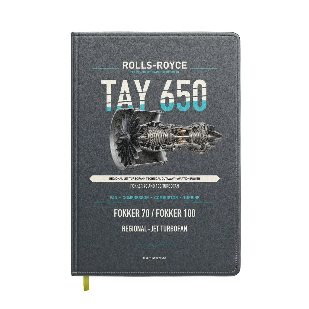 TAY 650 design on gray notebook