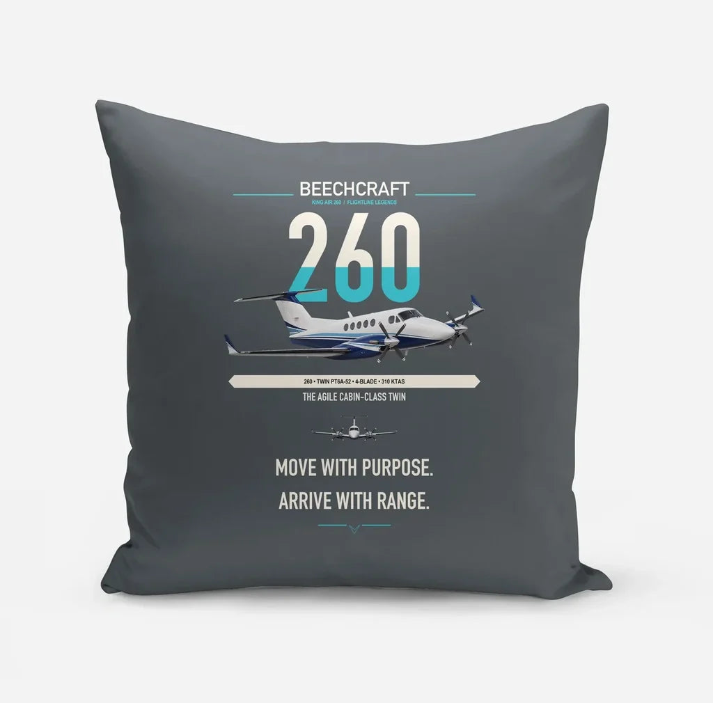 Beechcraft King Air 260 design on gray pillow