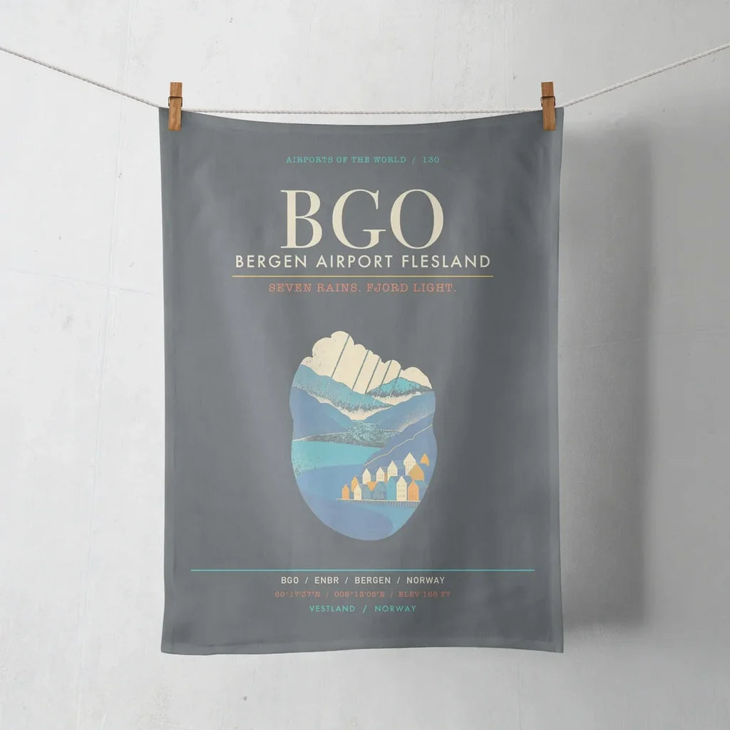 Bergen Airport Flesland BGO - Seven-Rain Fjord Tapestry - Gray