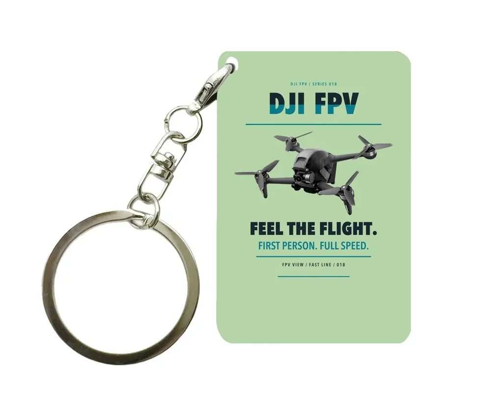 DJI FPV Key Chain design on light green key chain