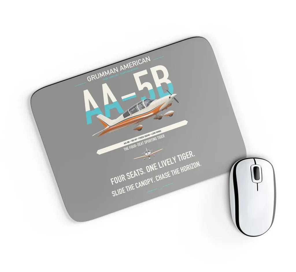 Grumman American AA-5B Tiger design on gray rectangle mouse pad