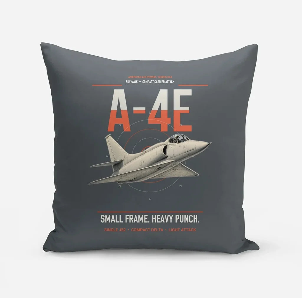 A-4E Skyhawk design on gray pillow