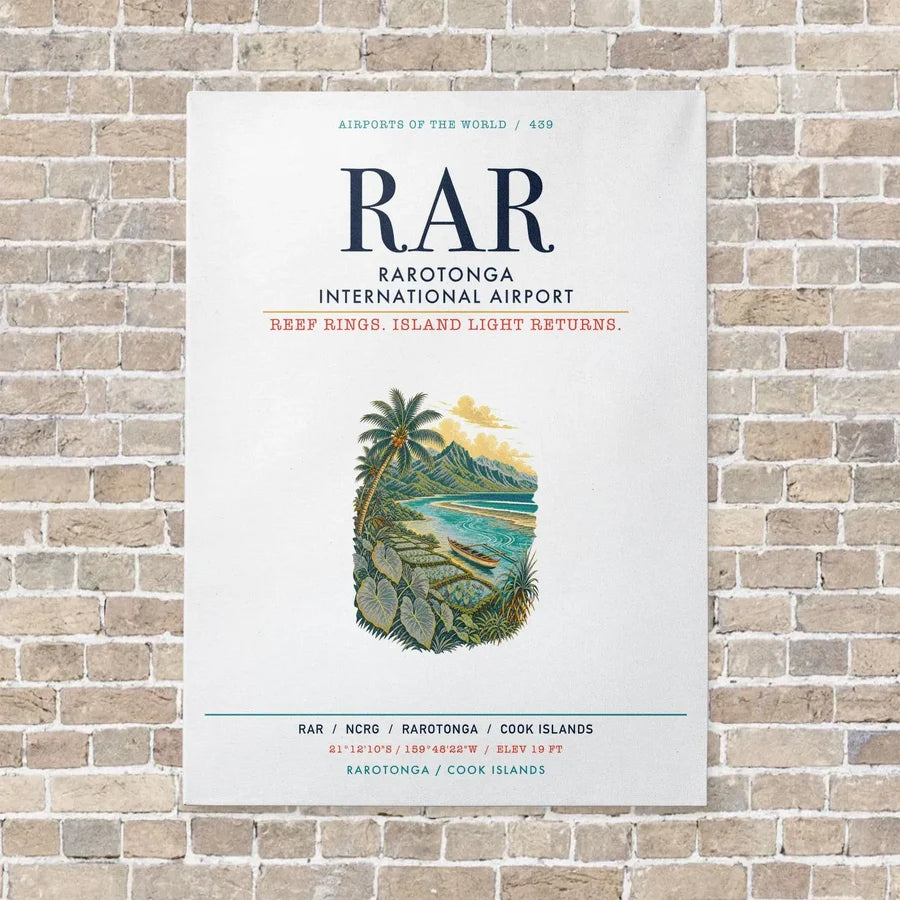 Rarotonga International Airport RAR vertical canvas print - no frame - white background