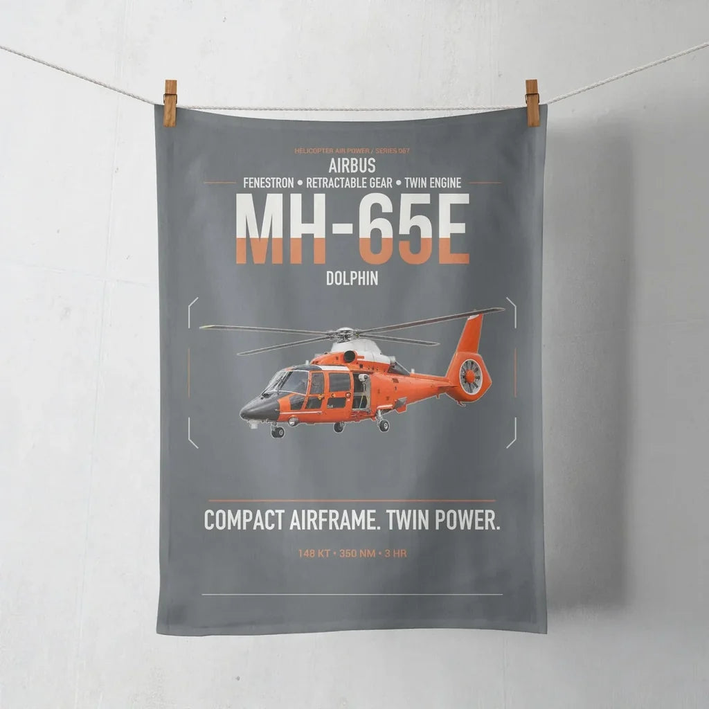 Airbus MH-65E Dolphin design on gray towel