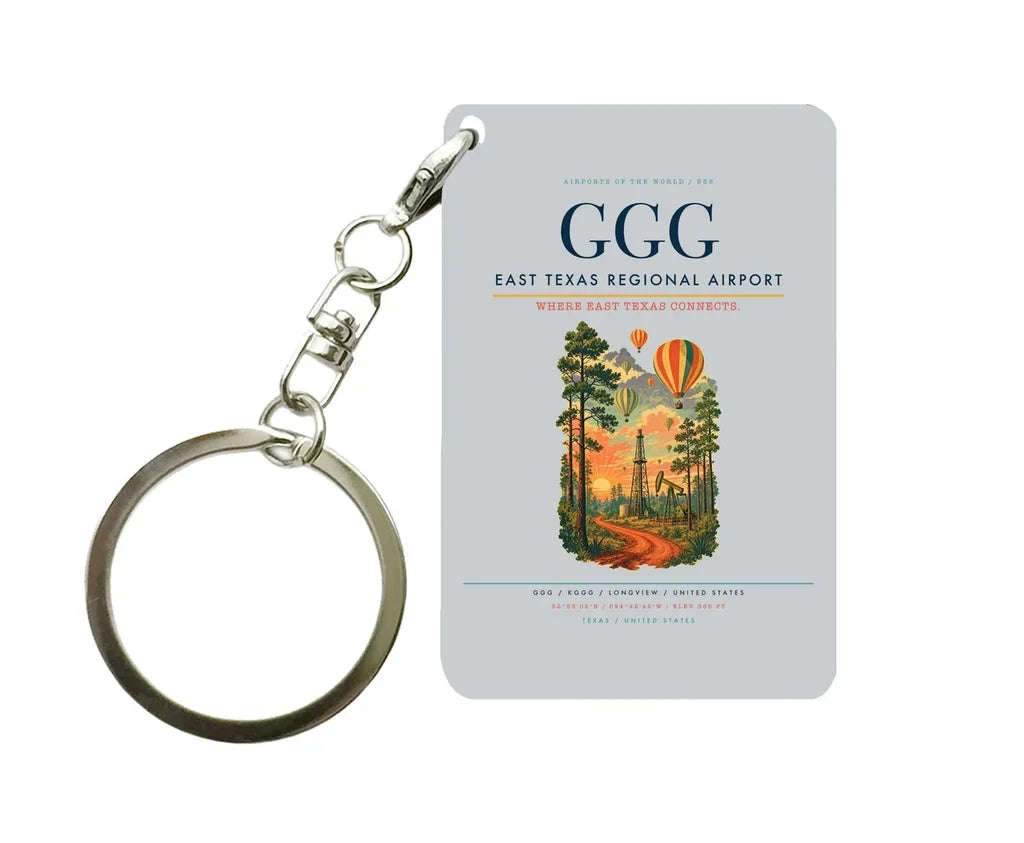East Texas Regional Airport (GGG) design on light gray key chain