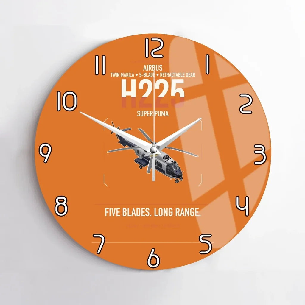 Airbus H225 design on orange no frame wall clock