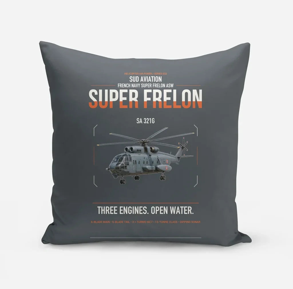 Sud Aviation SA 321G Super Frelon design on gray pillow