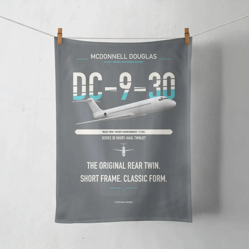 McDonnell Douglas DC-9-30 design on gray towel