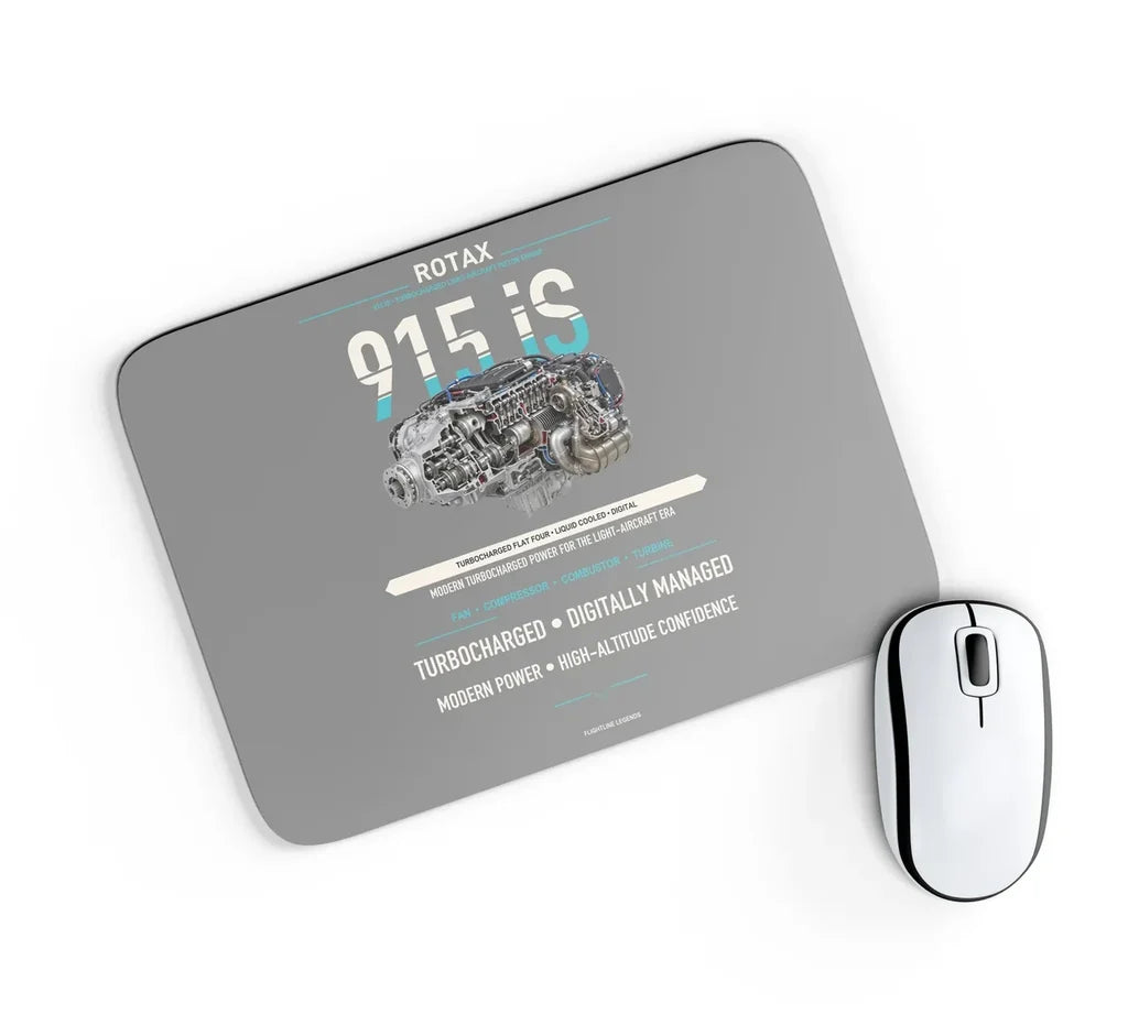 915 iS design on gray rectangle mouse pad