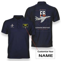 Thumbnail for Hawker Hunter F6 design on navy blue+name double-side polo t-shirt, double-side print