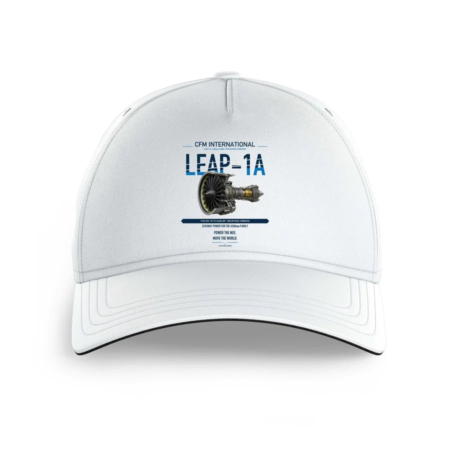 CFM LEAP-1A design on white printed hat