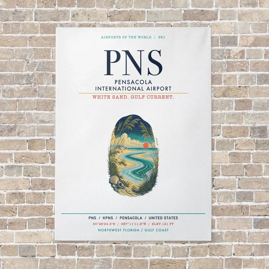 Pensacola International Airport PNS vertical canvas print - no frame - white background