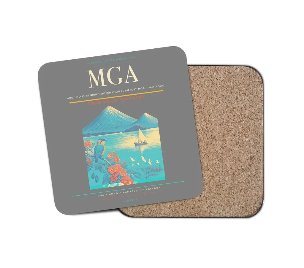Augusto C. Sandino International Airport (MGA) design on gray 1 piece coaster