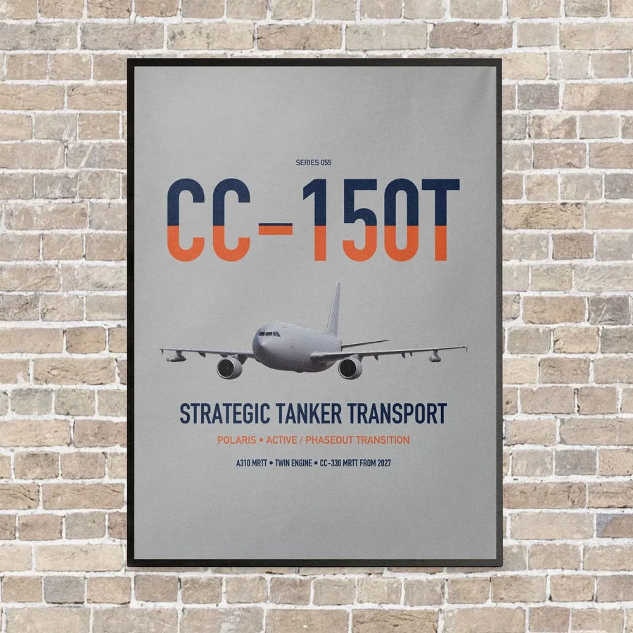 Airbus CC-150T Polaris vertical canvas print - framed - light gray background